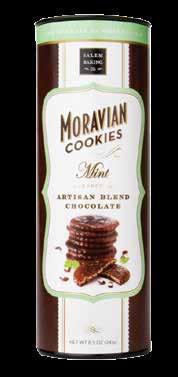 THE SIGNATURE COLLECTION MORAVIAN COOKIE GIFT TUBES MORAVIAN COOKIES CHOCOLATE ENROBED MINT Our classic Moravian Cookies are made with natural peppermint oil and enrobed in decadent artisan chocolate.