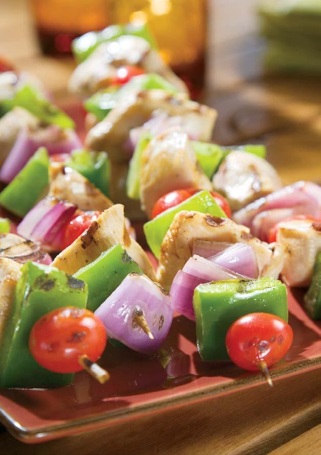 Grilled Chicken Vegetable Kabobs Try these kabobs at your next family barbecue.