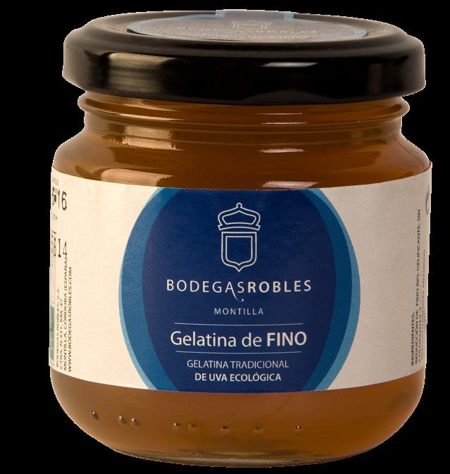 Fino organic jelly from a reduction of our organic wines aged under flower veil (cap or flor of yeast), dealcoholised and then gelled. Bright golden colour.