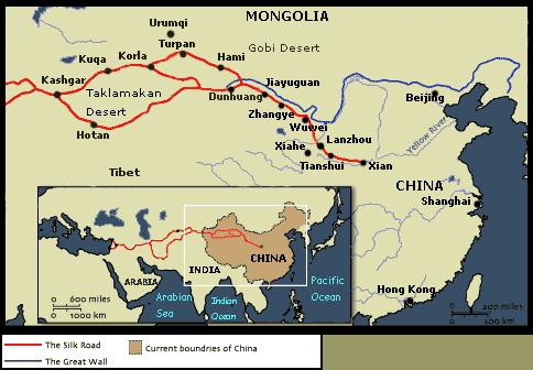 Some Muslim traders traveled the overland routes that crossed grasslands, mountains, and deserts of Central Asia and linked China and the Middle