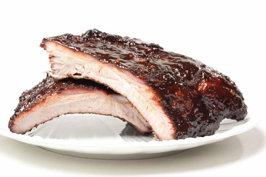 Preheat oven to 300 degrees. Remove thin membrane from back of ribs by slicing into ribs with a knife and pulling membrane off with paper towels. 3. Combine salt, garlic powder and pepper; rub all over meaty side of ribs.