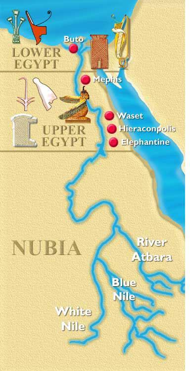 The Two Kingdoms Early Egypt divided into north and south Lower Egypt in the north where Nile empties into Mediterranean Upper