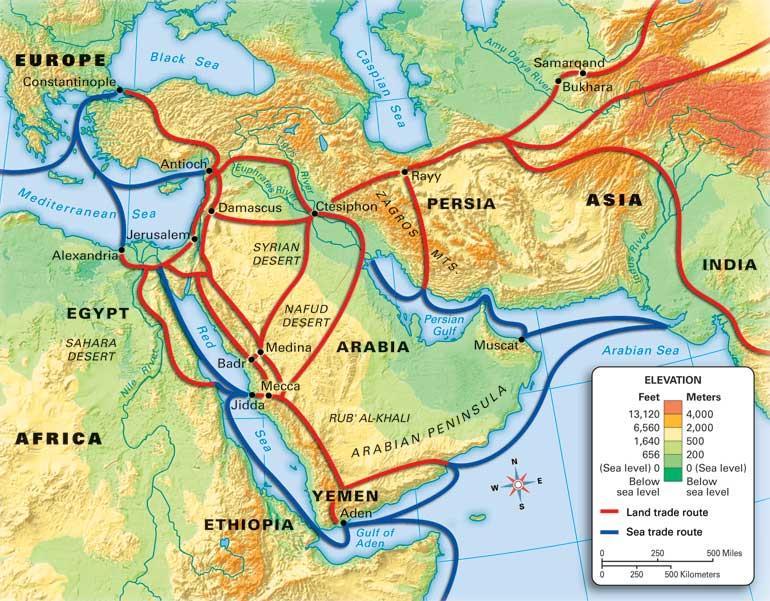 Muslim Trade Routes By 700 CE, Arab Muslim traders from North Africa began to cross the Sahara in increasing numbers and created trade routes.