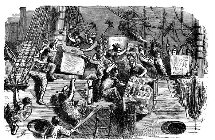 Boston Tea Party 1773 British sold tea even more cheaply than smuggled tea (threatened American profits) Sons of Liberty
