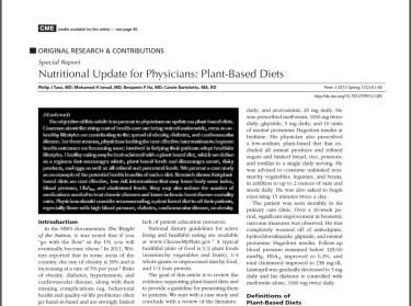 These data suggest that plantbased diets may be a practical solution to prevent and treat chronic disease.