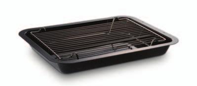The roasting pan can be used with the grill rack, in its high position, for grilling at the top of the roasting oven. It can be used for roasting meat, or poultry with or without the grill rack.