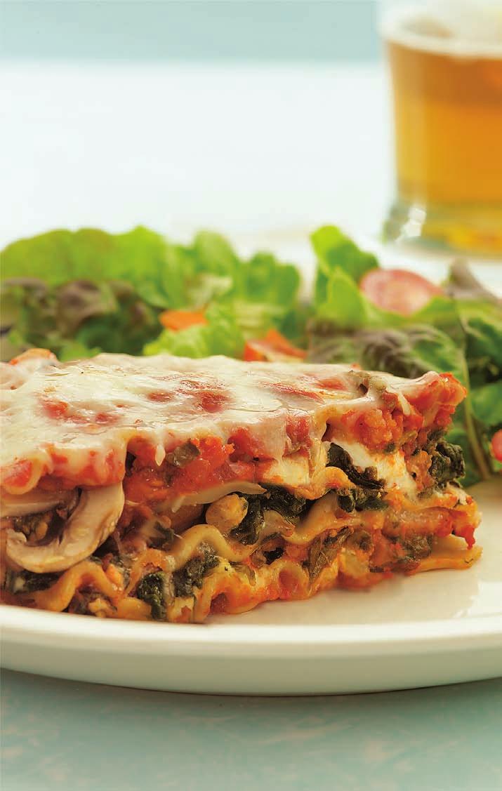 Sausage, Mushroom & Spinach Lasagna Makes: 10 servings Active time: 30 minutes Total: 2 hours To make ahead: Prepare through Step 5 up to 1 day ahead.