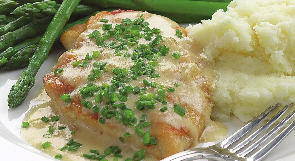 Sautéed Chicken Breasts with Creamy Chive Sauce Makes: 4 servings.