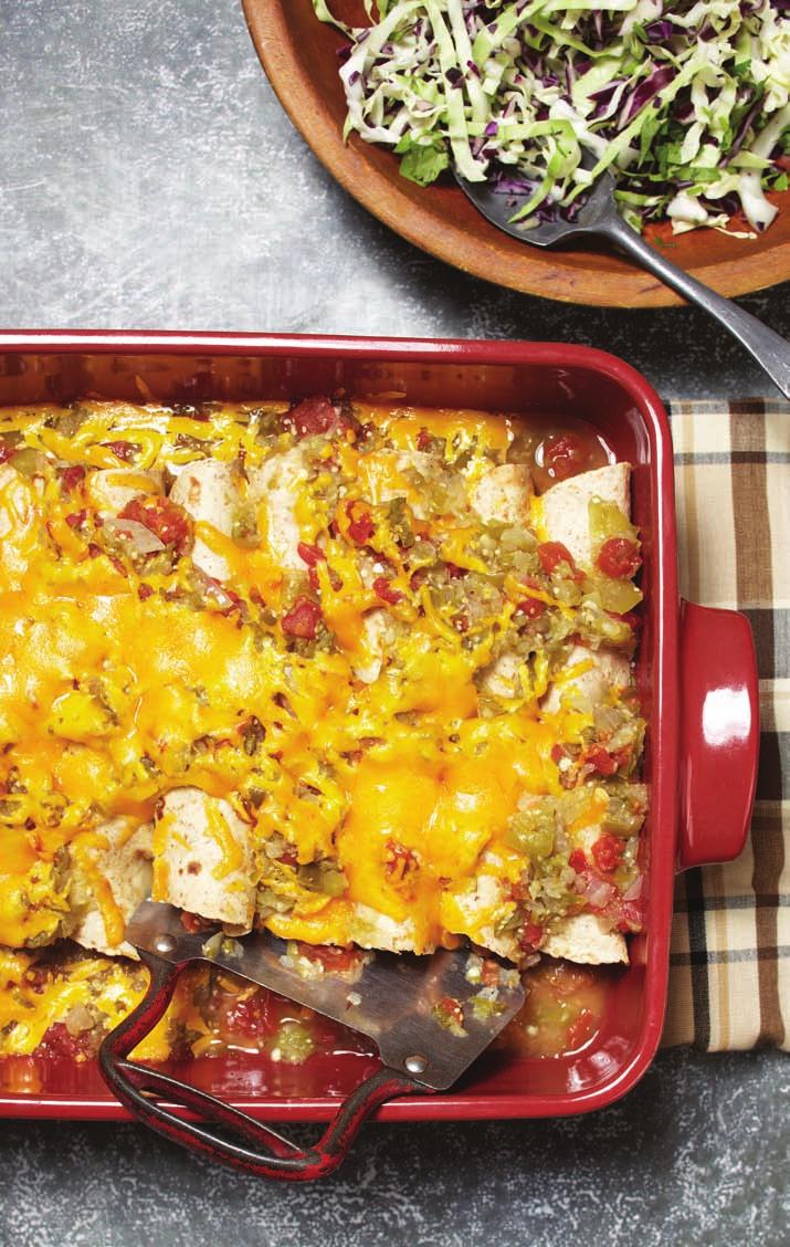 Beef & Bean Enchiladas Makes: 8 servings, 2 enchiladas each Active time: 40 minutes Total: 1 hour To make ahead: Cover and refrigerate the sauce for up to 5 days.