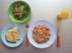 Salmon couscous with salad and pitta bread, and orange juice Salmon couscous with salad and pitta bread, and orange juice Salmon couscous Salad Pitta bread 225g 60g Salmon couscous This recipe makes