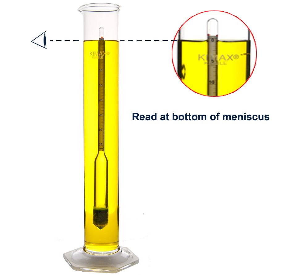 Pour the sample into a hydrometer cylinder or appropriate test jar. 2.