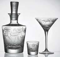 WATERLILIES, a naturalistic design, lends itself equally well to stemware and barware and is especially handsome on our Bedside Decanter.
