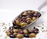 combination of greek olives cut in wedges composes this harmony of colors and