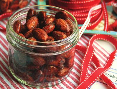GINGERBREAD-SPICED ALMONDS GINGERBREAD-SPICED ALMONDS In a medium saucepan over medium heat melt the butter with molasses, sugar, spices and salt.