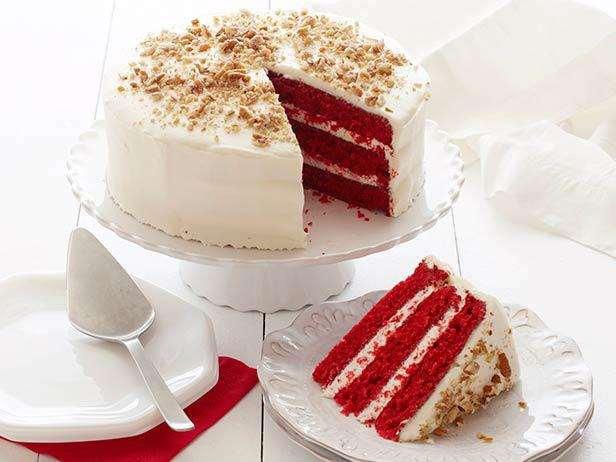 31. RED VELVET CAKE Batter: 2½ cups all-purpose flour 2 tablespoons Dutch-processed cocoa powder ½ teaspoon salt 1 cup buttermilk 1