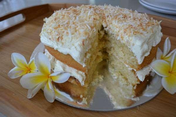 40. CARIBBEAN COCONUT CAKE For the Cake Batter: 1 cup all-purpose flour ½ cup cornstarch 1 teaspoon baking powder 4