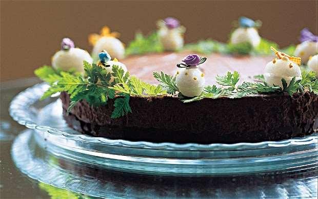 45. CHOCOLATE TRUFFLE EASTER CAKE For the Cake Batter: 1 cup (2 sticks) unsalted butter 6 ounces semi-sweet chocolate 6 ounces unsweetened