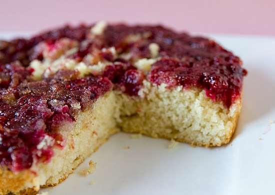 48. CRANBERRY UPSIDE-DOWN CAKE For the Topping: ¼ cup unsalted butter ¾ cup firmly packed light brown sugar 3 cups (one 12 ounce bag) fresh