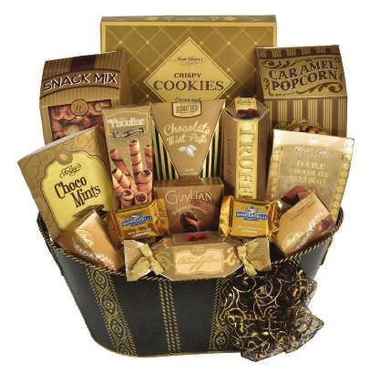 Comfort Collection Caramel Popcorn (80g), Sonia's Favourite Cookies (113g), Aunt Gloria's Sesame Water Crackers (127g), Black Storage Basket GBA724 Case Size: 24 Dims: 17.5 x 8 x 17.