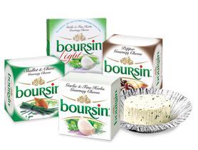 Boursin This creamy cow s milk cheese is flavored with garlic and herbs, including parsley, chives and pepper. Mild, delicate and herbaceous, it goes well with fresh bread and dry white wine.