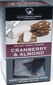 Enjoy the Valley Seed Crisps with Brie, Blue and Cheddar Cheese. They are also incredible with fine cheese such as creamy goats cheese or as a delicious snack or nibble.