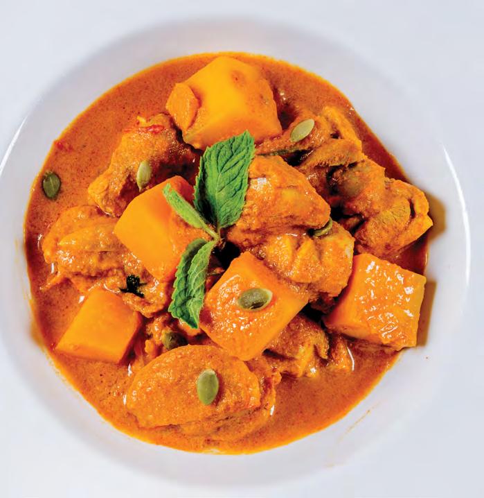 Chicken Curry with Pumpkin Serves 2 Chef Tuthi Tay Ingredients Chicken thigh(boneless, skinless, cubed 2 cm sized)...200 g Pumpkin (peeled, cubed)...1 cup Curry paste...50 g (¼ packet) Canola oil.