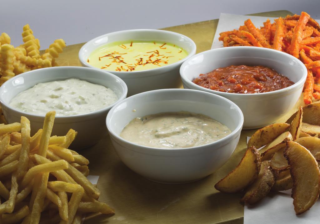 Fries with Dipping Sauces Cavendish Farms SelectPlus skin-on Brined FineCoat TM Regular Straight Cut 3/8 skin-on Clear Coat Pub Fries Extra Crunch 3/8 Total cost $1.46 Suggested menu price $4.