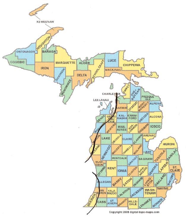 Michigan regions suitable for