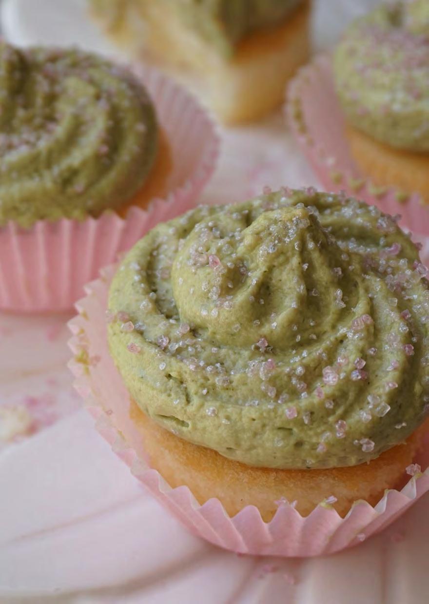 Mighty Matcha Frosting Serves 8 1/2 cup cold whipping cream 1/2 cup Greek yogurt 3 tbsp sugar 2 tbsp Mighty Matcha Green Tea Powder 1. Whip cream until soft peaks form. 2. Add yogurt and sugar, and continue to beat on high speed until fluffy.
