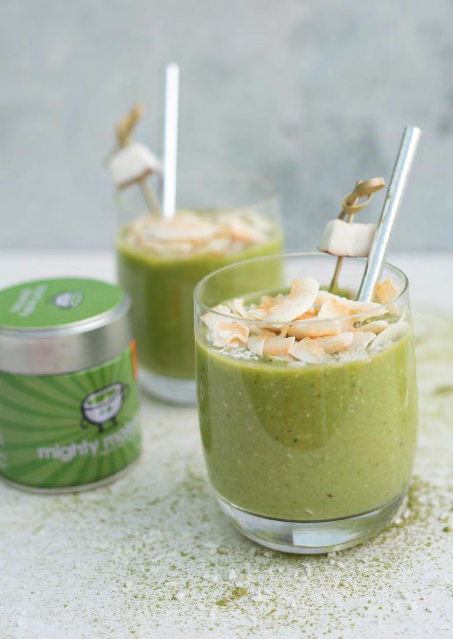 Avocado, Spinach, Pineapple and Coconut Smoothie Serves 2 Vegan ½ ripe avocado, peeled and cut ½ cup coarsely chopped spinach ½ cup frozen pineapple chunks ¼ cup chopped coconut meat 1 cup