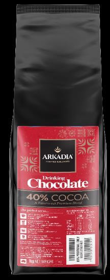 104133 Arkadia Drinking Chocolate (40%) (Gluten free) 12x1kg 18months