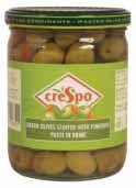 Crespo Pitted Green Olives SO023 Crespo Green Olives w/ Pimiento 6 x 430g