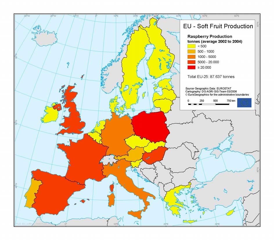 Map 5-1. EU production of raspberries Text Box 5-1.