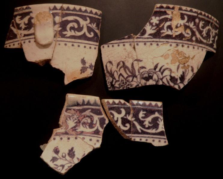 Shards in this unnamed design were recovered during excavations carried out on the site of the Verreville pottery in Glasgow (Haggarty, G 2007 The Verreville pottery Glasgow: Ceramic Resource Disk