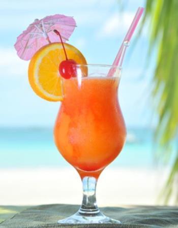 BEACH DAY A playful rendition of the classic tropical mixed drink that blends fresh pineapple and orange with the tart cranberries.