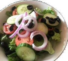 00 Dressings: House, Ranch, Blue Cheese, Caesar, Light Italian, French, Thousand Island, Balsamic & Olive Oil+Vinegar Fresh Tossed Salad Romaine lettuce, tomato, cucumber, black olives and onions Sm.