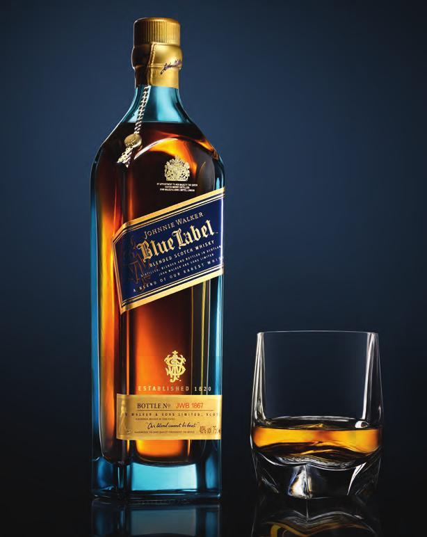 JOHNNIE WALKER BLUE LABEL Johnnie Walker Blue Label, the pinnacle of Scotch Whisky blending, launches a contemporary new design for its iconic bottle.