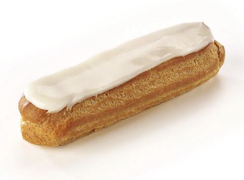 88 oz x 12 2 h St-Honore Eclair Choux pastry filled with dulce de leche and vanilla custard. 95286-90 g - 3.17 oz x 12 2 h Vanilla éclair Choux pastry filled with vanilla custard. 14 cm.