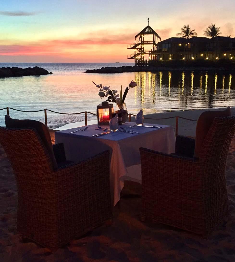 Dinner on the beach Enjoy a romantic dinner on the beach with your loved one. Candle light, torches and a delicious 3-course dinner.