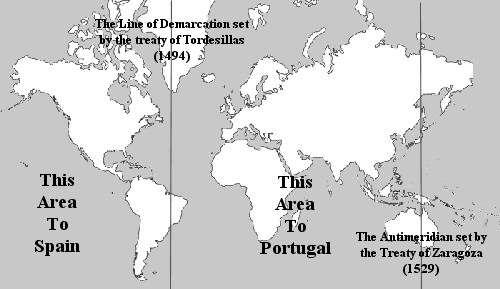 Dividing up the world Spain and Portugal divided up the world in the Treaty of