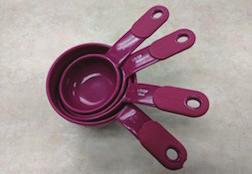 Measuring cups for measuring wet or dry ingredients.