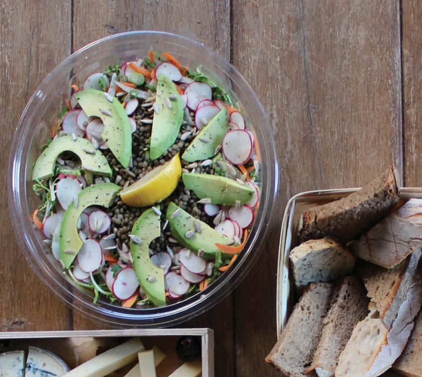 Salads Served with a basket of our organic breads (sm serves 5-6 / lg serves 8-10) Garden Greens with shaved vegetables and house vinaigrette 30 / 50 Quinoa Taboulé avocado, arugula, chickpeas and
