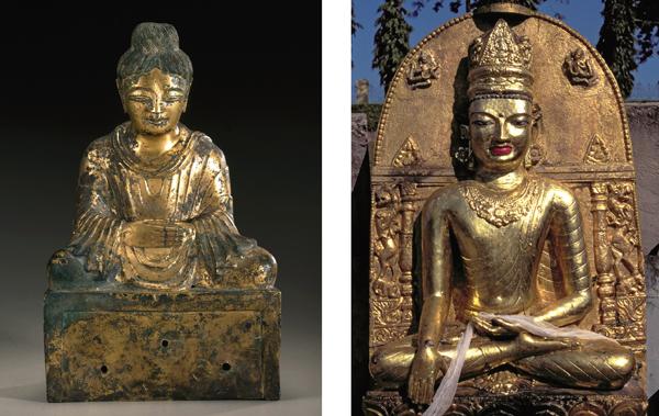 The spread of Buddhism from India to China is an example of cultural diffusion. These two Buddha statues from China (left) and India (right) reflect the spread of ideas.