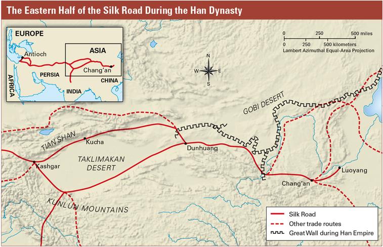 24.4. The Western Silk Road Kashgar was the central trading point at which the Eastern Silk Road and the Western Silk Road met.