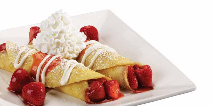 #EGGNJOE Freshly-made crepes and waffles accompanied by two farm-fresh AA eggs*, and your choice of Daily s smokehouse bacon, honey-cured ham, Zenner s