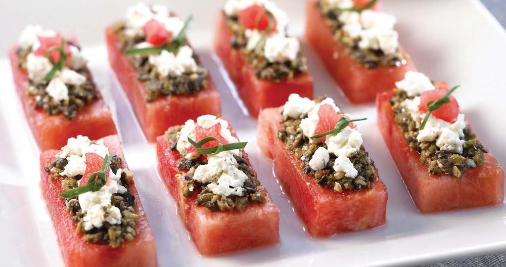 8 Recipe Ideas: Watermelon Canapés 50 seedless watermelon rectangles (1-1/4-inch wide x 3-inch long x 3/4-inch