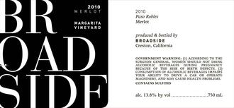 38 Broadside, Paso Robles Cabernet Sauvignon Margarita Vineyard (2013) Cabernet Sauvignon
