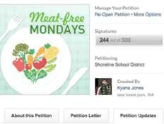 (Left) My Meat-free Mondays petitions on Change.