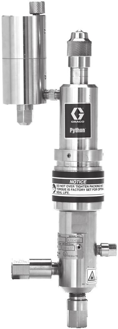 Python Pneumatically Operated Pumps (continued) Python Pneumatic Pumps Python Pneumatic Pump Performance* Air Piston (in) Plunger (in) Pressure (psi) Flow (gal/day) 1/8 12,000 5 3/16 6,500 10 1/4