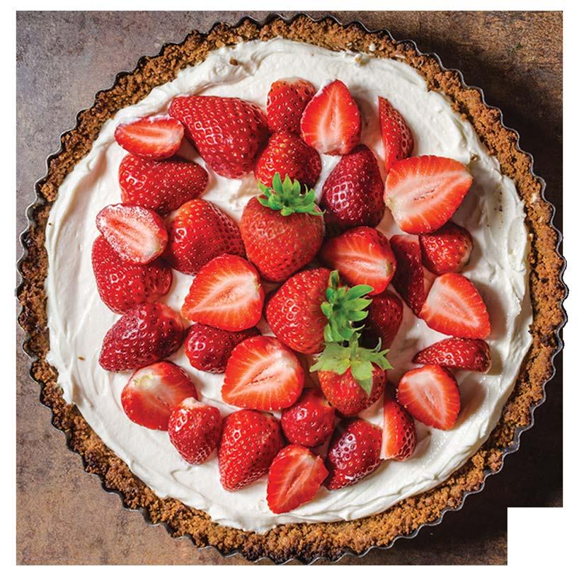 Summer Strawberry Tart 1 hr 30 mins Serves 5-8 For crust: 2 ½ cups finely crushed graham crackers 1 ½ sticks unsalted butter, melted 3 ½ tbsp sugar For the topping: 12 oz Wish Farms strawberries,